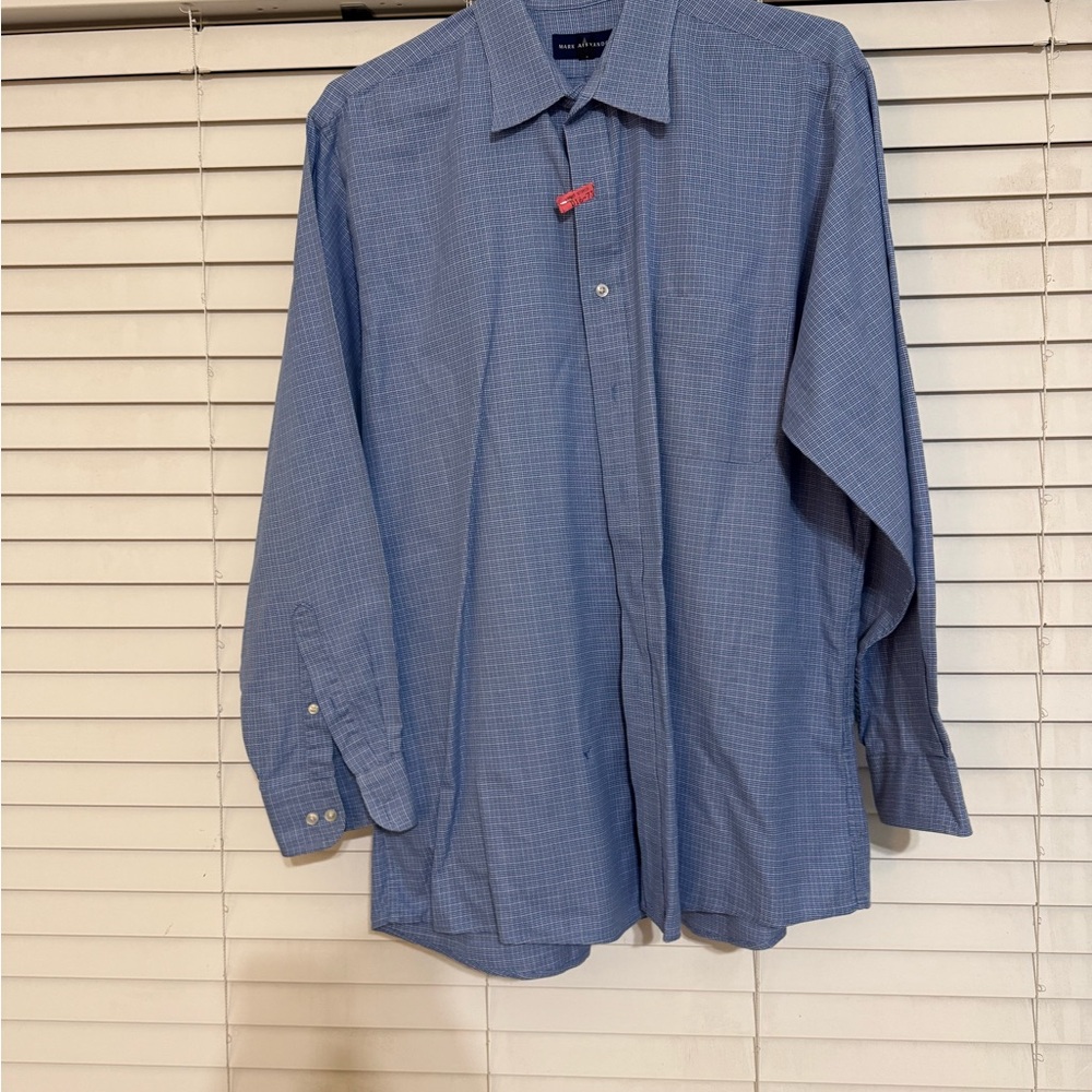 Men's Blue Checkered Dress Shirt